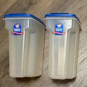 (2) Vintage RUBBERMAID SERVIN’ SAVER Cereal Keeper Storage Container Quaker